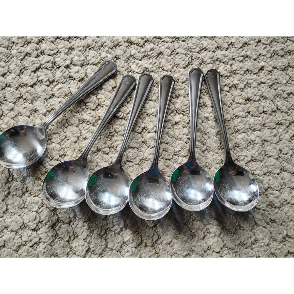 6 ONEIDA HOTEL PLATE SOUP SPOONS 5 3/4" USED Mexico